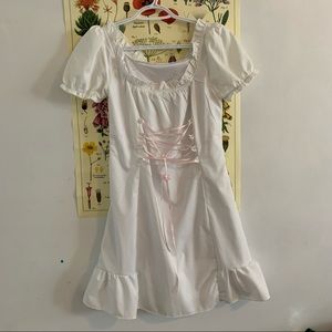 Milkmaid lace up white dress